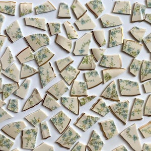 Hand Cut Mosaic Tiles: Blue Floral Pattern, Retro China Tessera