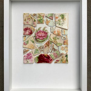 Rose and Gold Mosaic Composition in 11" x 14" shadow box frame