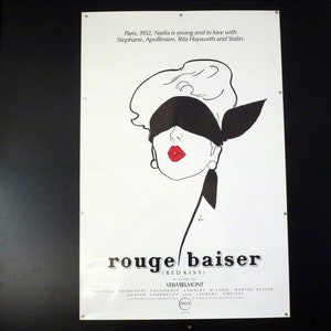 Original French movie poster &quot;ROUGE BAISER&quot; (released in US as Red Kiss), 1986, art of  masked woman by Rene Gruau, very fine, never folded