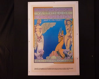 Clearance item. Original David Edward Byrd art deco poster &quot;New York Art Deco Exposition&quot;, 1974, no folds, linen backed, near mint.