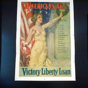 Póster original de la Primera Guerra Mundial Howard Chandler Christy Victory Liberty Loan "¡Todos los estadounidenses!", 1917 vintage Primera Guerra Mundial