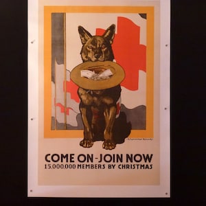 Más allá del raro, cartel original de la Cruz Roja de la Primera Guerra Mundial de R. Fayerweather Babcock "¡Vamos, únase ahora a 15,000,000 de miembros antes de Navidad!" alrededor de 1917