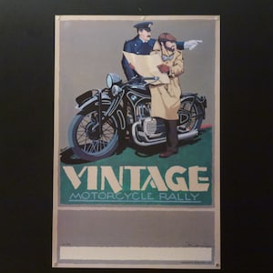 Clearance item original Dennis Simon signed and hand numbered (20/300) art print &quot;Vintage Motorcycle Rally&quot;, 1988.  Near Mint, never folded.