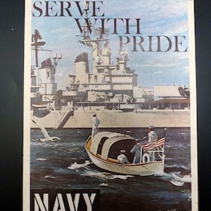 Cartel original de reclutamiento de la Marina "¡Servir con orgullo!" 1975, vendimia, militaria