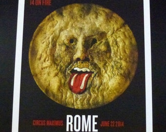Clearance item.  Original Rolling Stones concert poster &quot;ON FIRE TOUR - Rome&quot; 1976, near mint, #177/500.