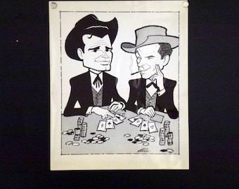 Originele still/promofoto uit 1960 door Patch of the stars (James Garner en Jack Kelly) van het tv-programma "Maverick" uit 1957, over het algemeen zeer fraai.