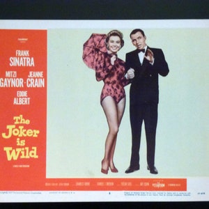 Originele "The Joker is Wild" filmlobbykaart uit 1957, Charles Vidor-musical met Frank Sinatra en Mitzi Gaynor, 14" X 11", bijna nieuwstaat.