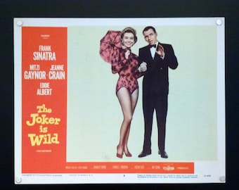Original "The Joker is Wild" 1957 movie lobby card, Charles Vidor musical with Frank Sinatra and Mitzi Gaynor, 14" X 11", near mint.