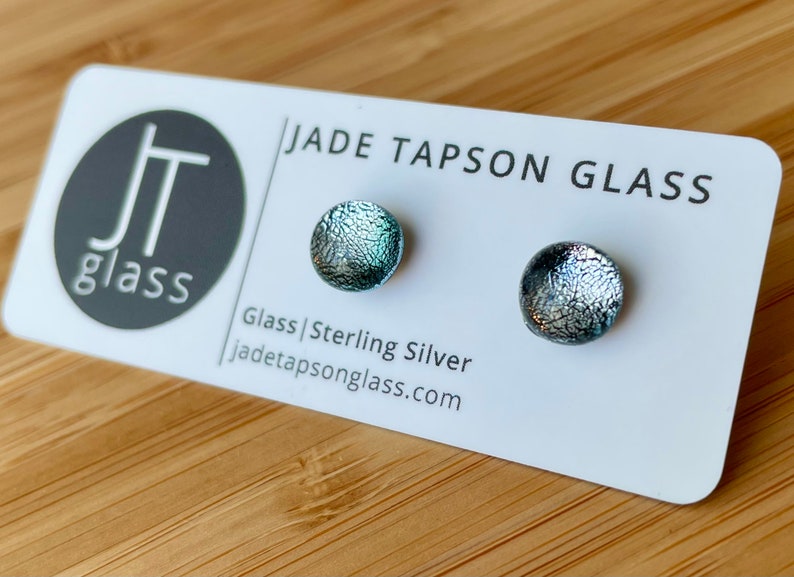 Örhängen i silver med dikroiskt smält glas: Sterlingsilver, handgjorda bild 1