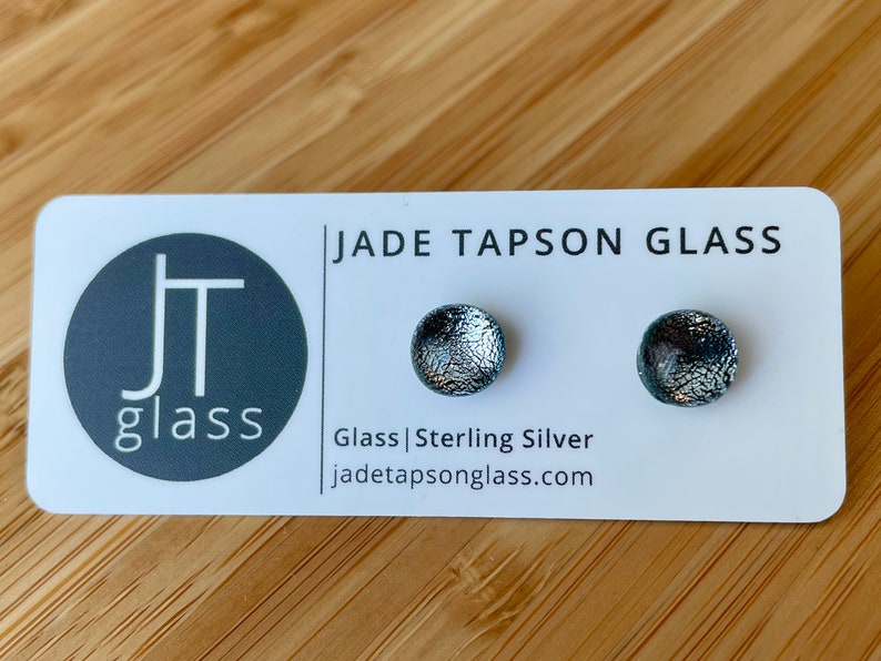 Örhängen i silver med dikroiskt smält glas: Sterlingsilver, handgjorda bild 2