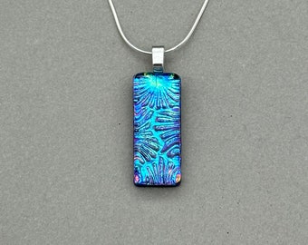 Multicoloured Florentine Dichroic Fused Glass Necklace/Rainbow Pendant/Glass Jewellery/ 925 Sterling Silver or Silver Plated Chain