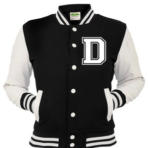 Niños y adultos Chaqueta de béisbol universitaria impresa personalizada Left Breast Letter D