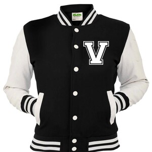 Niños y adultos Chaqueta de béisbol universitaria impresa personalizada Left Breast Letter V