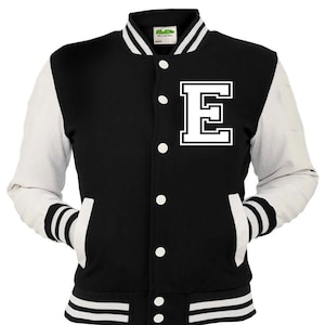 Niños y adultos Chaqueta de béisbol universitaria impresa personalizada Left Breast Letter E