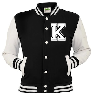 Niños y adultos Chaqueta de béisbol universitaria impresa personalizada Left Breast Letter K