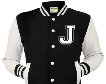 Kids & Adults Personalized Printed Varsity Baseball Jacket Left Breast Letter J