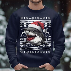 面白いサメのクリスマス スウェットシャツ、サメ好きのための醜いクリスマス セーター、ホリデー パーティーのサメのスウェットシャツ、クリスマス ギフトのアイデア