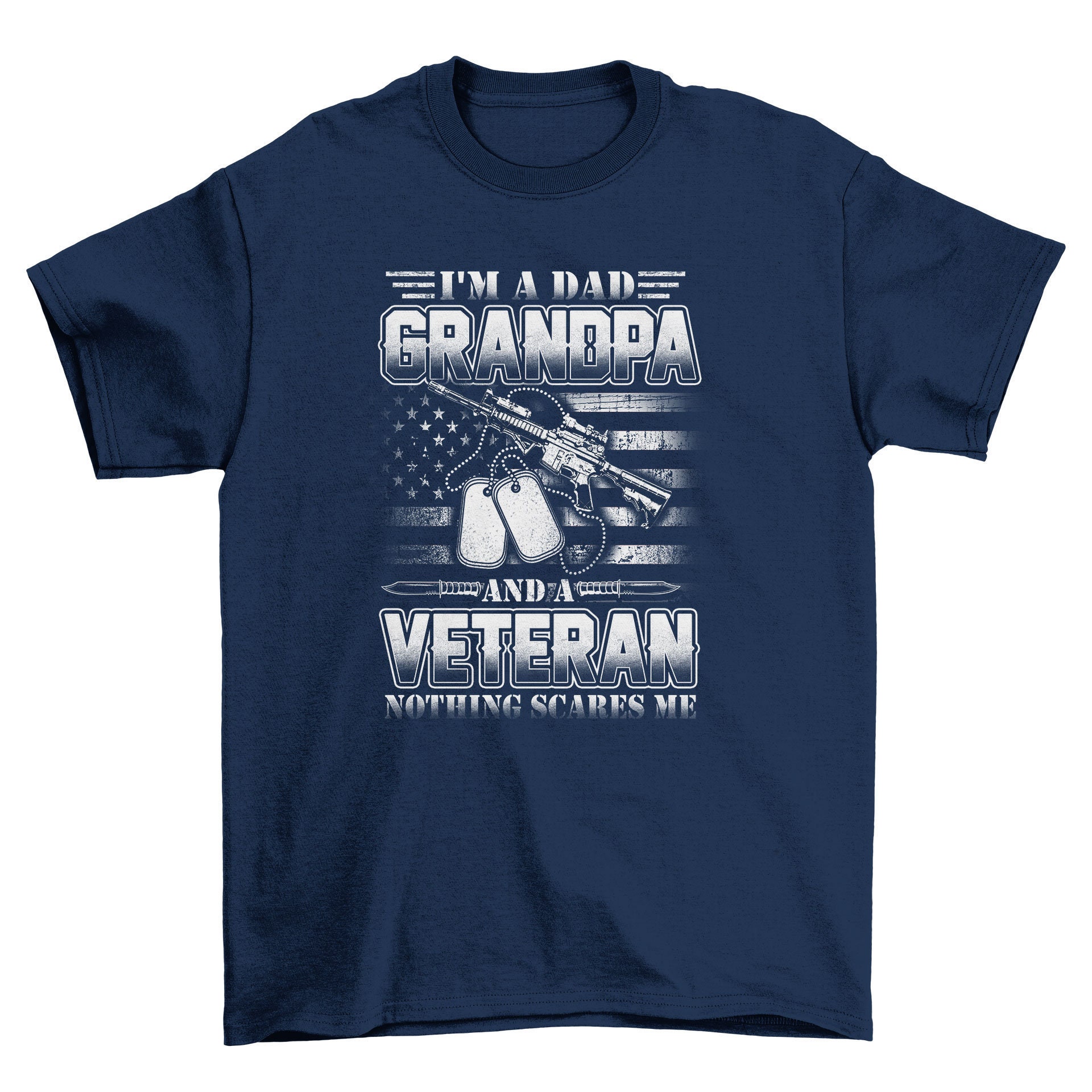 Image of I'm A Dad Grandpa & Veteran Men's T-Shirt Cool Fun Shirt Christmas Gift Present Fathers Day Top