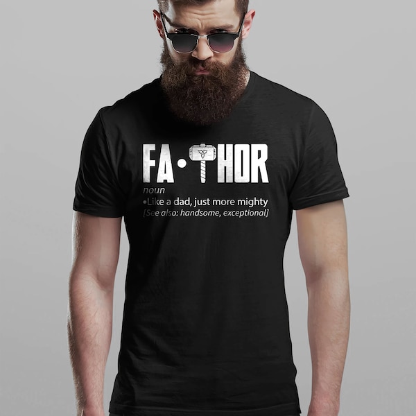 Fathers Day T Shirt FA-THOR FATHOR Mighty Superhero Men's Fun Gift Novelty Shirt