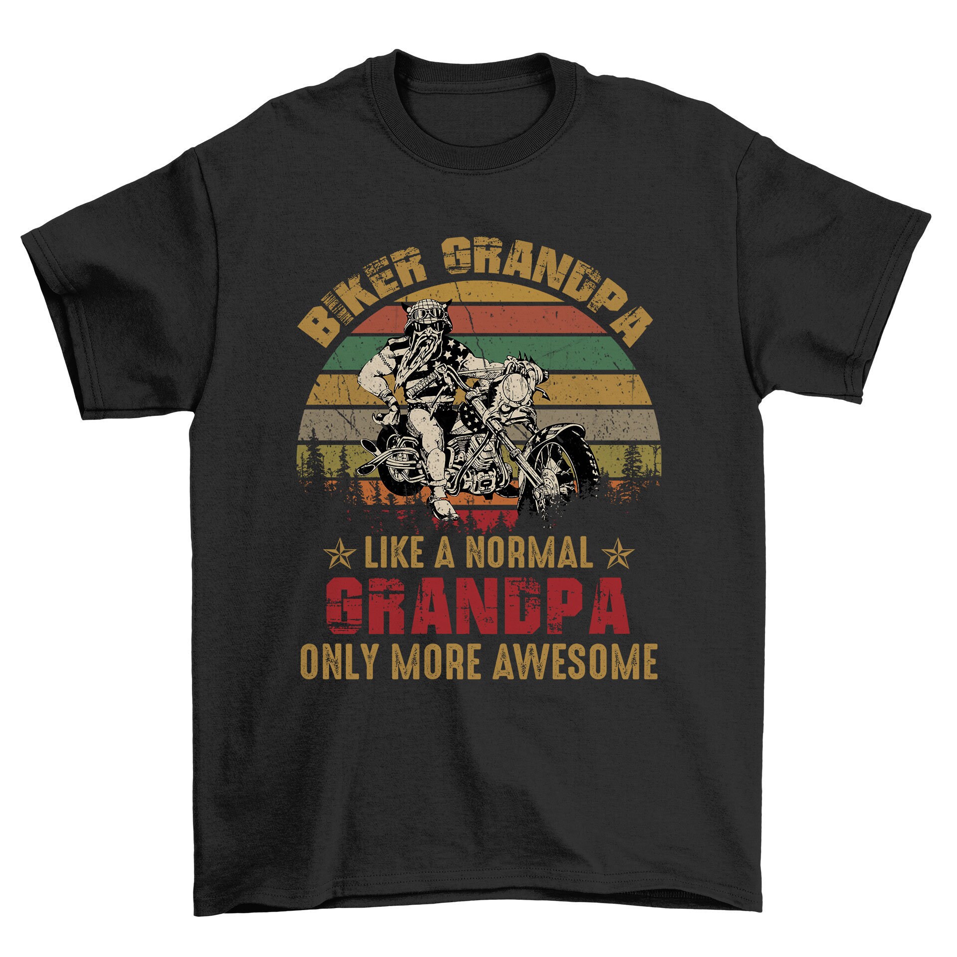 Image of Biker Grandpa Sunset Men's T-Shirt Cool Fun Shirt Christmas Gift Present Fathers Day Top
