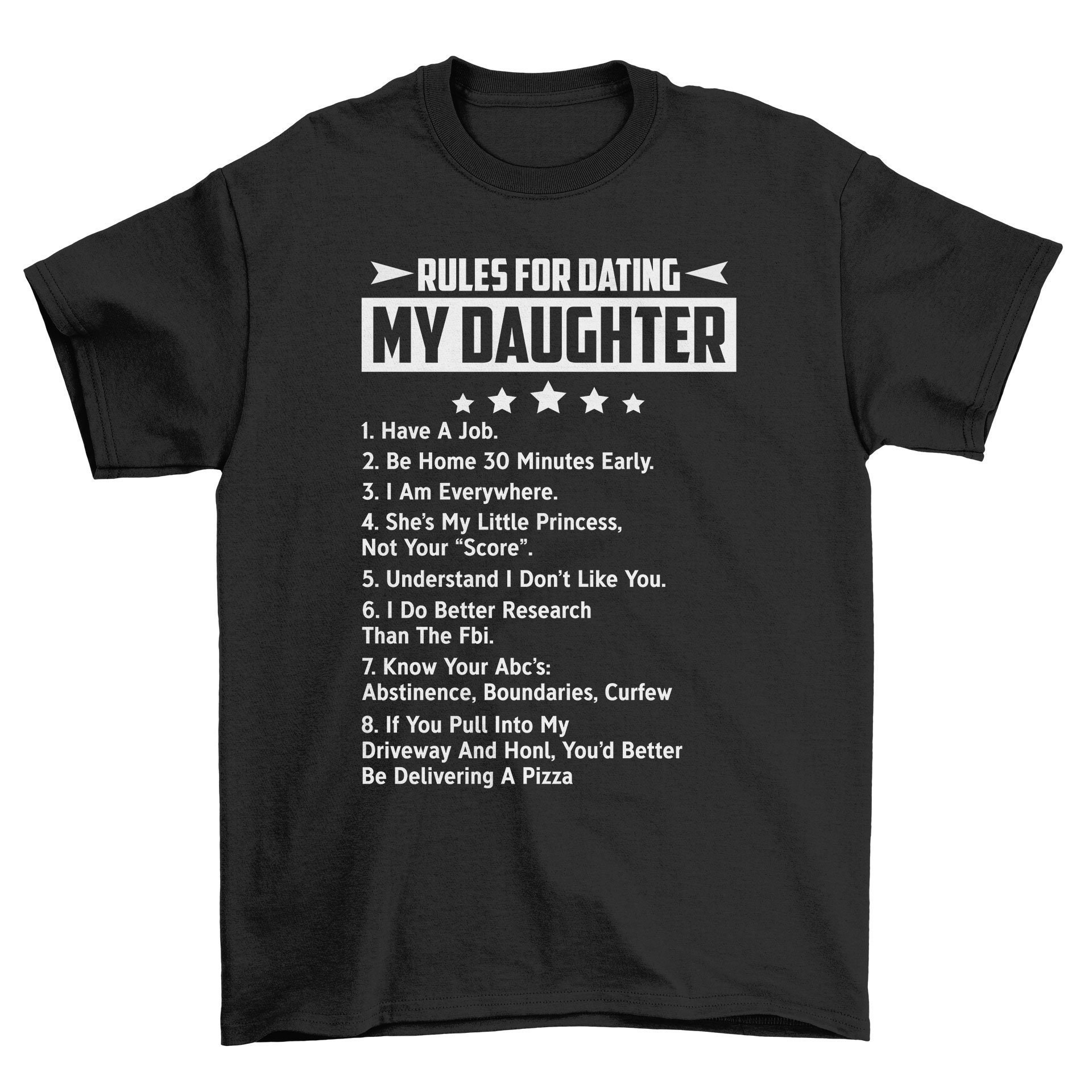 Image of Rules For Dating My Daughter Men's T-Shirt Cool Fun Shirt Christmas Gift Present Fathers Day Top