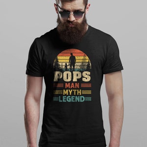 POPS Sunset Man Myth Legend Men's T-Shirt Cool Fun Dad Shirt Christmas Gift Present Fathers Day Top