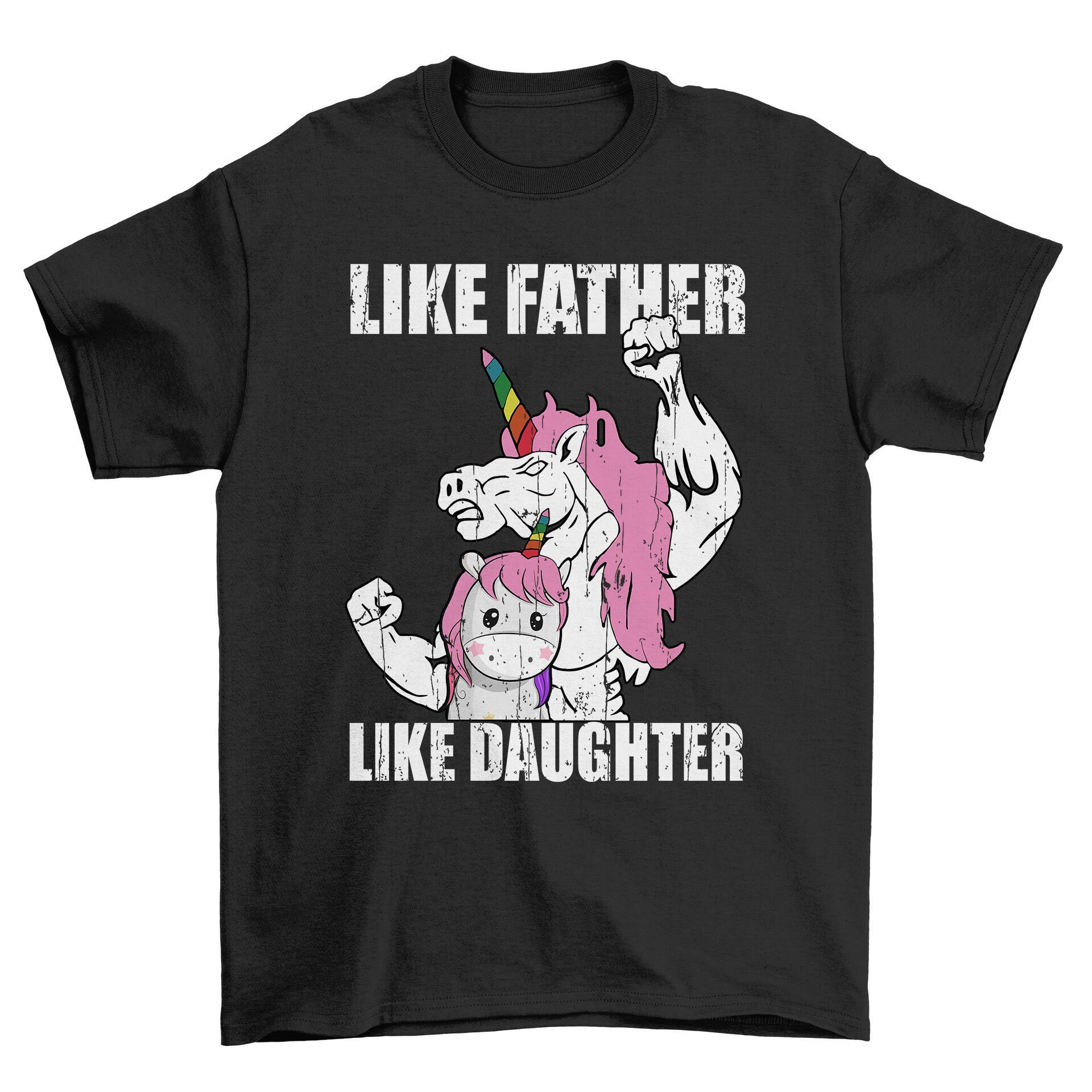 Image of Like Father Daughter Unicorn Men's T-Shirt Cool Fun Shirt Christmas Gift Present Fathers Day Top
