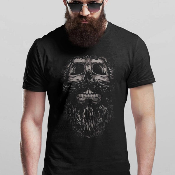 Skull & Beard Men's Comedy T-Shirt Manly Beard T-Shirts