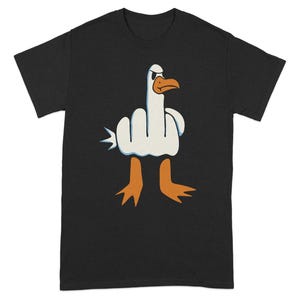 面白いカモメの漫画グラフィックTシャツ、ユニークな怒ったアヒルのTシャツ、クールな動物グラフィックシャツ、風変わりなアヒルのプリントTシャツ、かわいいアヒルのギフトユニセックスTシャツ