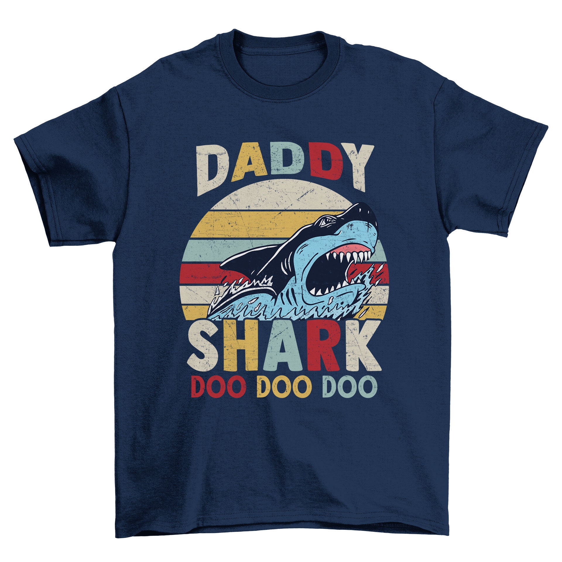 Image of Angry Daddy Shark Men's T-Shirt Cool Fun Shirt Christmas Gift Present Fathers Day Top