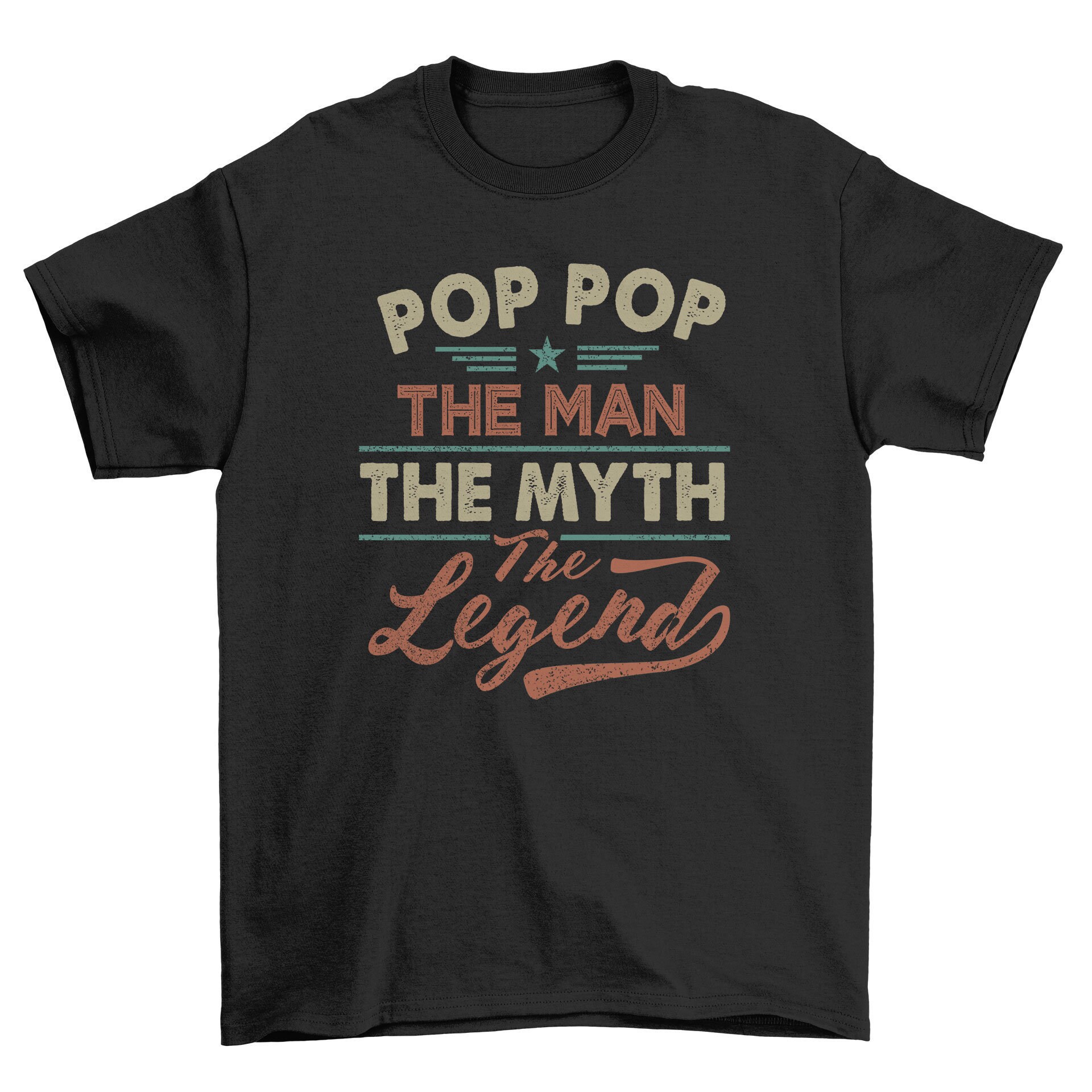 Image of Pop The Man Myth Men's T-Shirt Cool Fun Dad Shirt Christmas Gift Present Fathers Day Top
