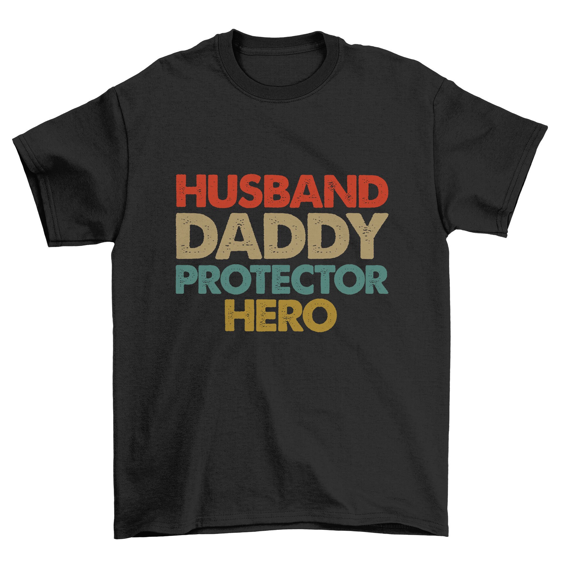 Image of Husband Daddy Protector Hero Men's T-Shirt Cool Fun Shirt Christmas Gift Present Fathers Day Top