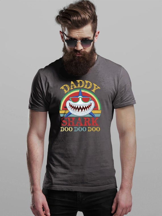 Mens Retro Daddy Shark Tshirt | Gift For Father's Day Mens Retro Daddy Shark Tshirt | Gift For Father's Day