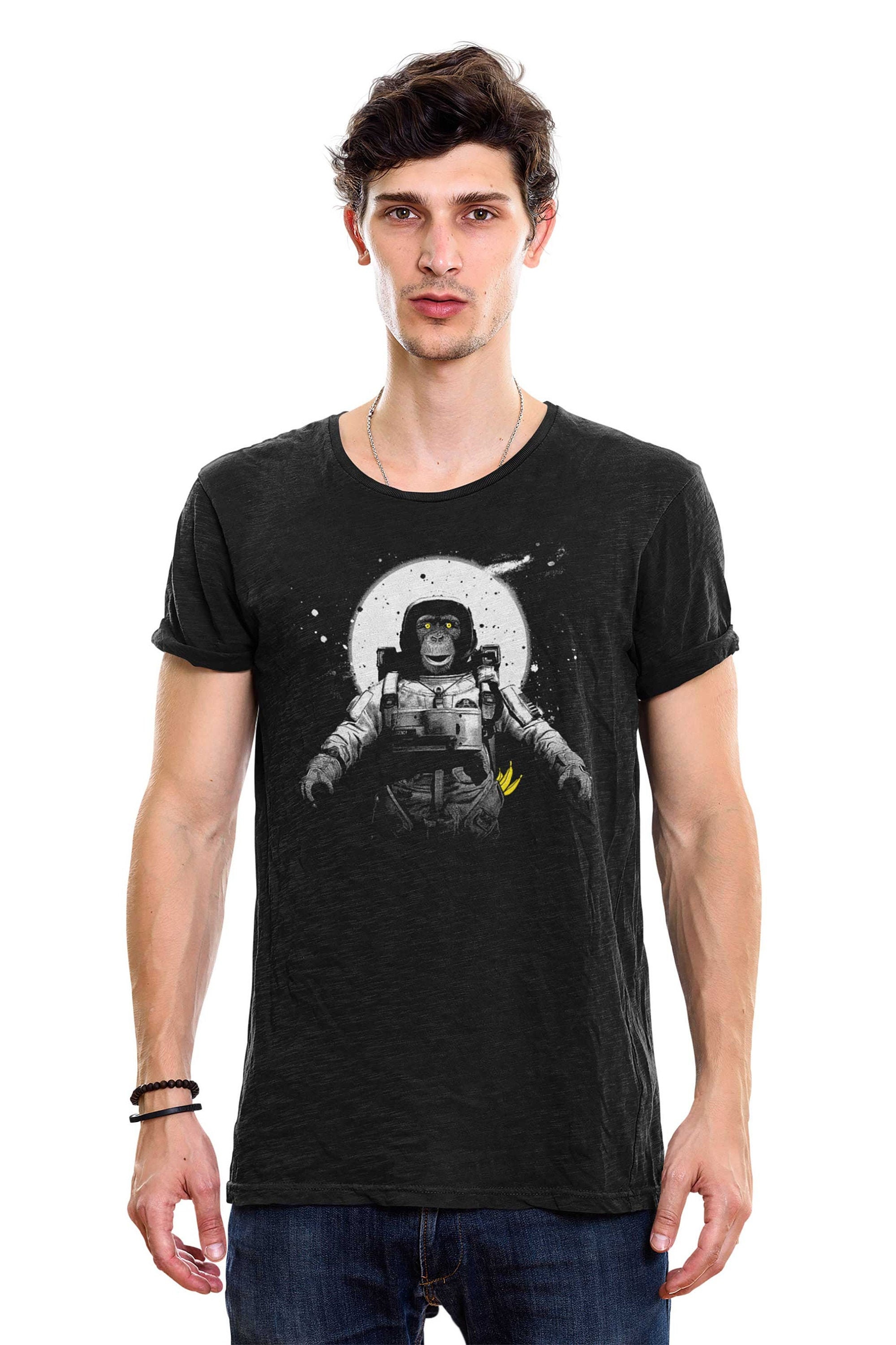 Image of New Astronaut Monkey T-Shirt/Unisex Shirt Adults Tee Printed T-Shirts Kids & Adult Gift Present Dad Grandad Grandpa