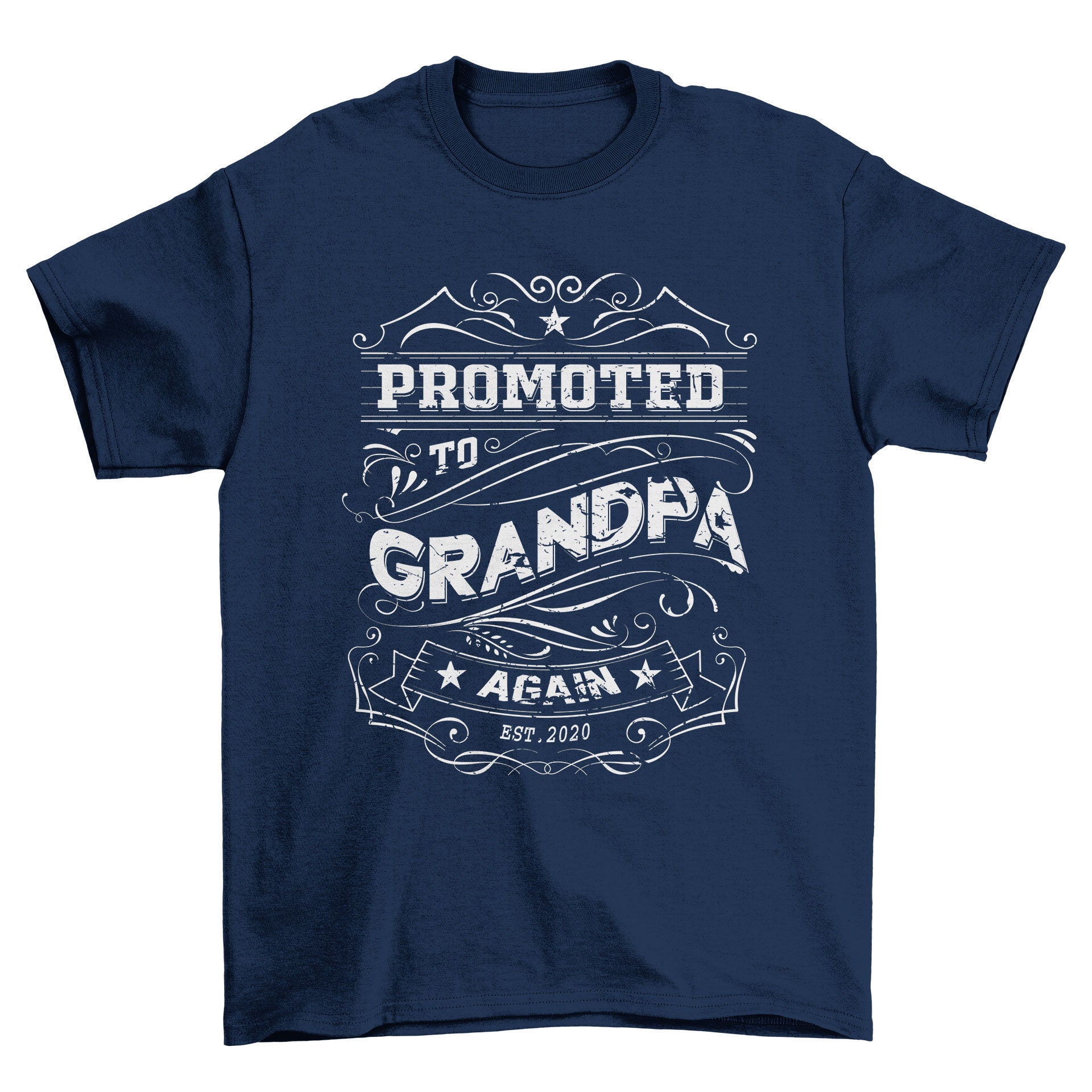 Image of Promoted To Grandpa Again Men's T-Shirt Cool Fun Shirt Christmas Gift Present Fathers Day Top