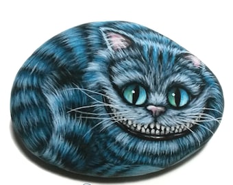 Handgeschilderde cartoon Cat Rock, acrylsteenschildering.