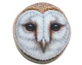 Barn Owl Face Portrait Painted Stone Owl home decor, Owl art, Hand painted with Acrylics and finished with Satin varnish protection.