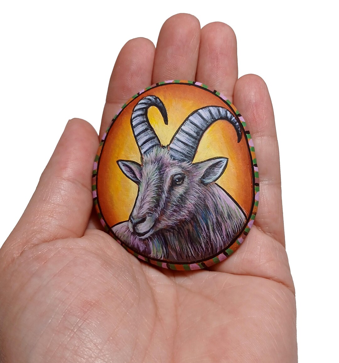 Hand-painted Stone Capricorn Zodiac Symbol | Astrology Gift | Horoscope ...