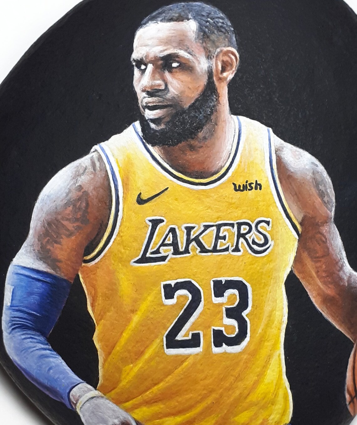 Lebron James Portrait: Hand-painted Rock Art, Basketball Gift - Etsy