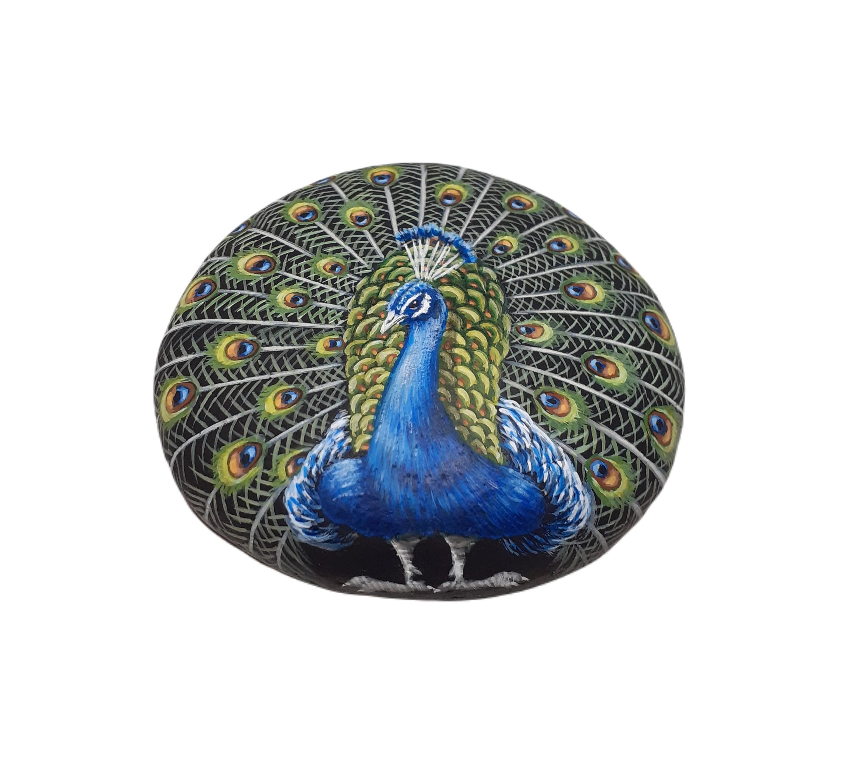 原画 孔雀 動物画 絵画 アクリル画 現代アート 細密画 手描き 一点物