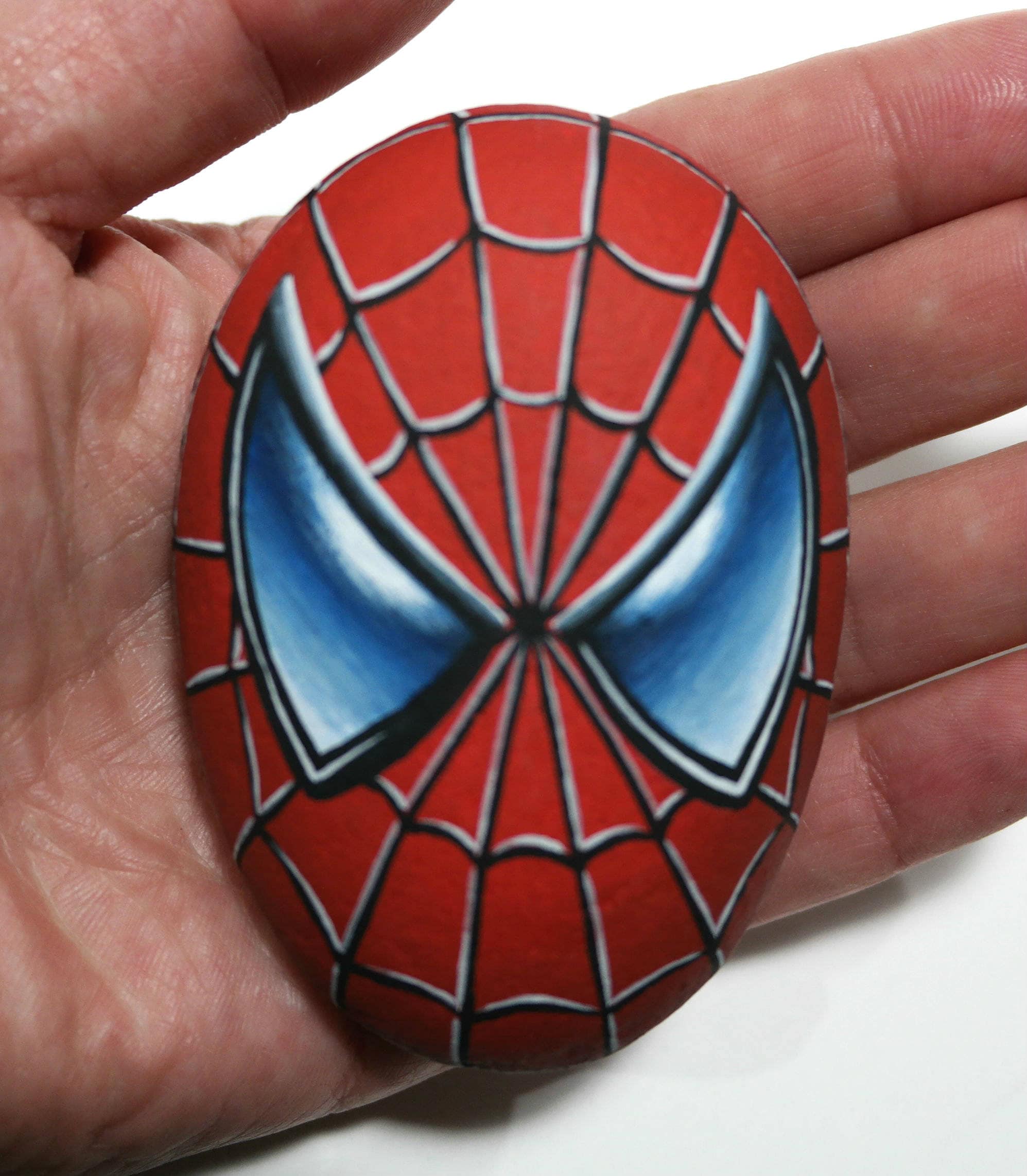 Spiderman Portrait hand painted on Stone Rock Painted with Etsy