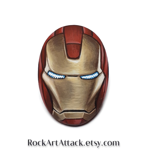 iron man helmet art small Hand Painted Iron Man Helmet Pebble Art, Acrylic Painting on Stone, Desk  Decor Magnet