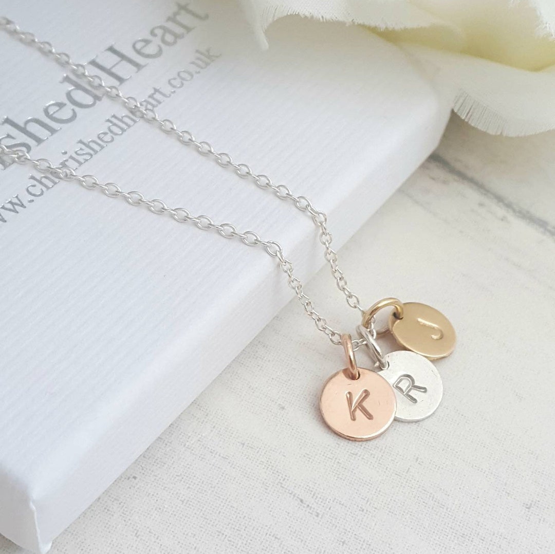 Trio Necklace Personalised Mini Disc Necklace Personalised - Etsy