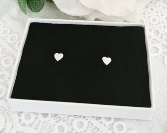 Sterling silver heart earrings, heart earrings, personalised bridesmaid gift, personalised birthday gift, heart jewellery, heart studs