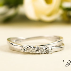 Five Stone Diamond Ring Anniversary Gift 18K White Gold BloomDiamonds