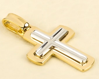 Gold Cross Pendant 14K Gold Cross Solid Gold Cross Necklace for Man Mens Gold Cross White Yellow Gold Cross Mens Cross Pendant