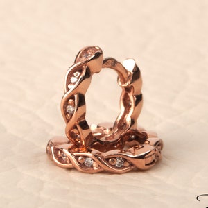 14K Rose Gold Creolen CZ Steine BloomDiamonds