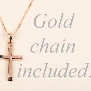 Rose Gold Cross Necklace 14K Gold Cross Pendant Personalized Cross Necklace for Men Unisex Gold Cross Necklace Gold Cross with Chain