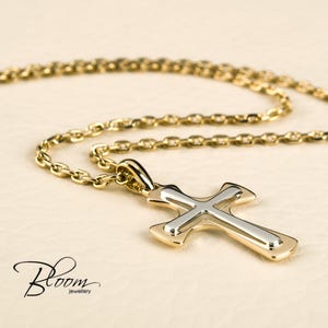 14K Solid Gold Cross Pendant Necklace: Baptism Gift