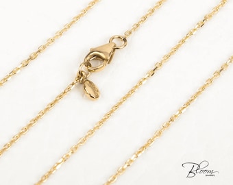 Cable Gold Chain Necklace 14K Solid Gold Chain Delicate Cable Chain Gold Cable Chain for Pendant Solid Gold Chain BloomDiamonds